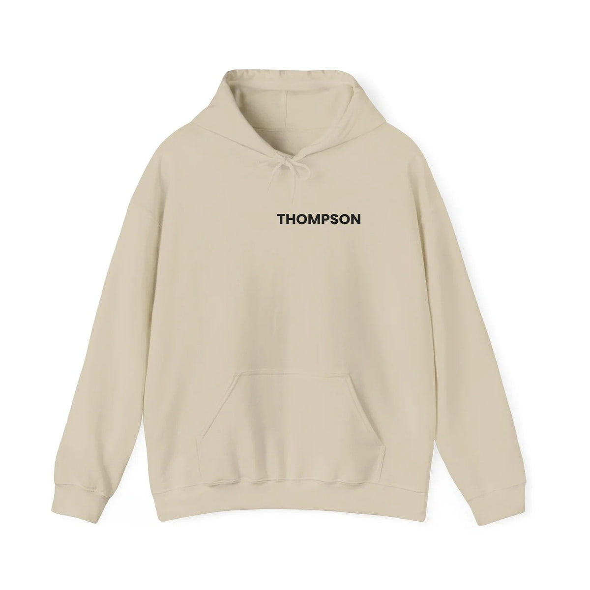 The Name Hoodie Sand front - THOMPSON