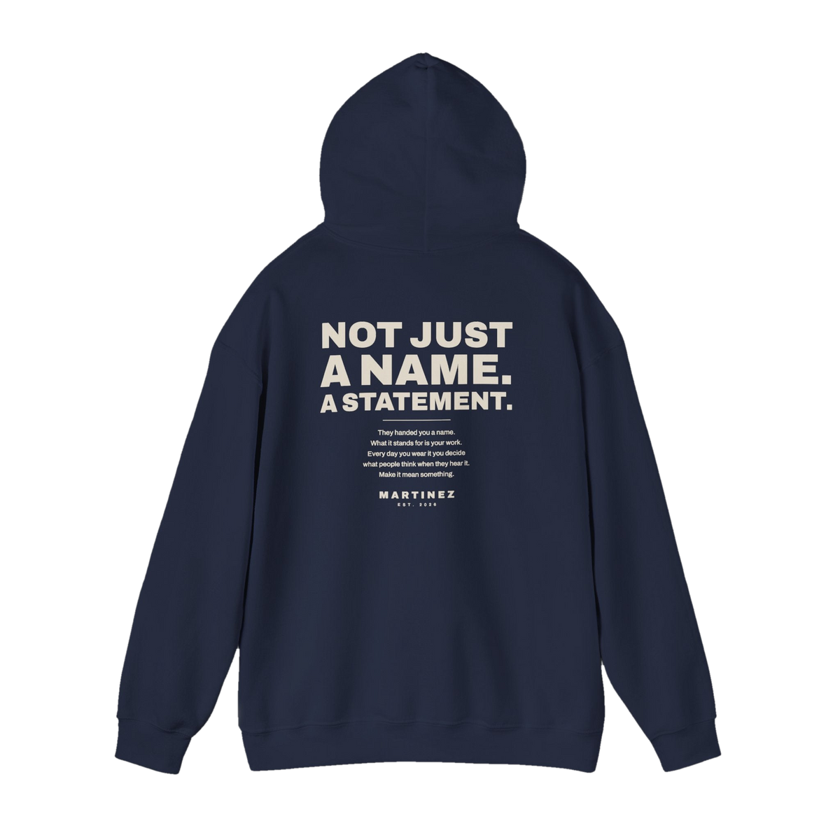 MARTINEZ Statement Hoodie in Navy - back view
