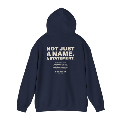 MARTINEZ Statement Hoodie in Navy - back view