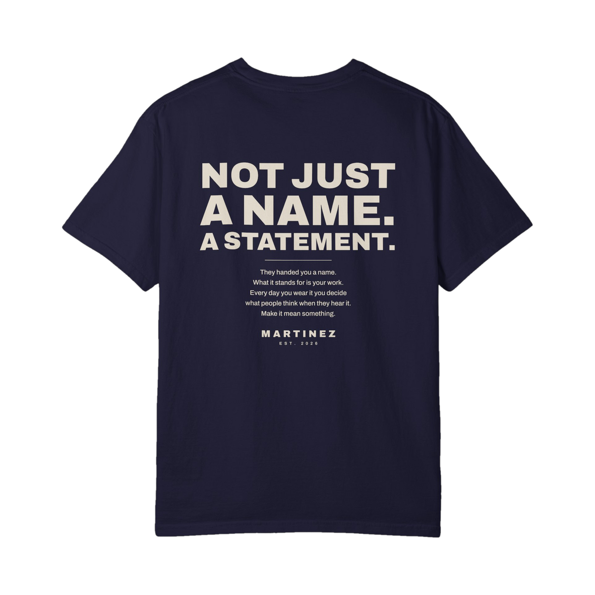 MARTINEZ Statement Tee - True Navy - back